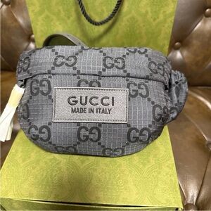 Gucci Black and Gray Logo Belt Bag